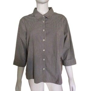 Relativity Women's Black/White 3/4 Sleeve Gingham Button Up Shirt Size 2X
